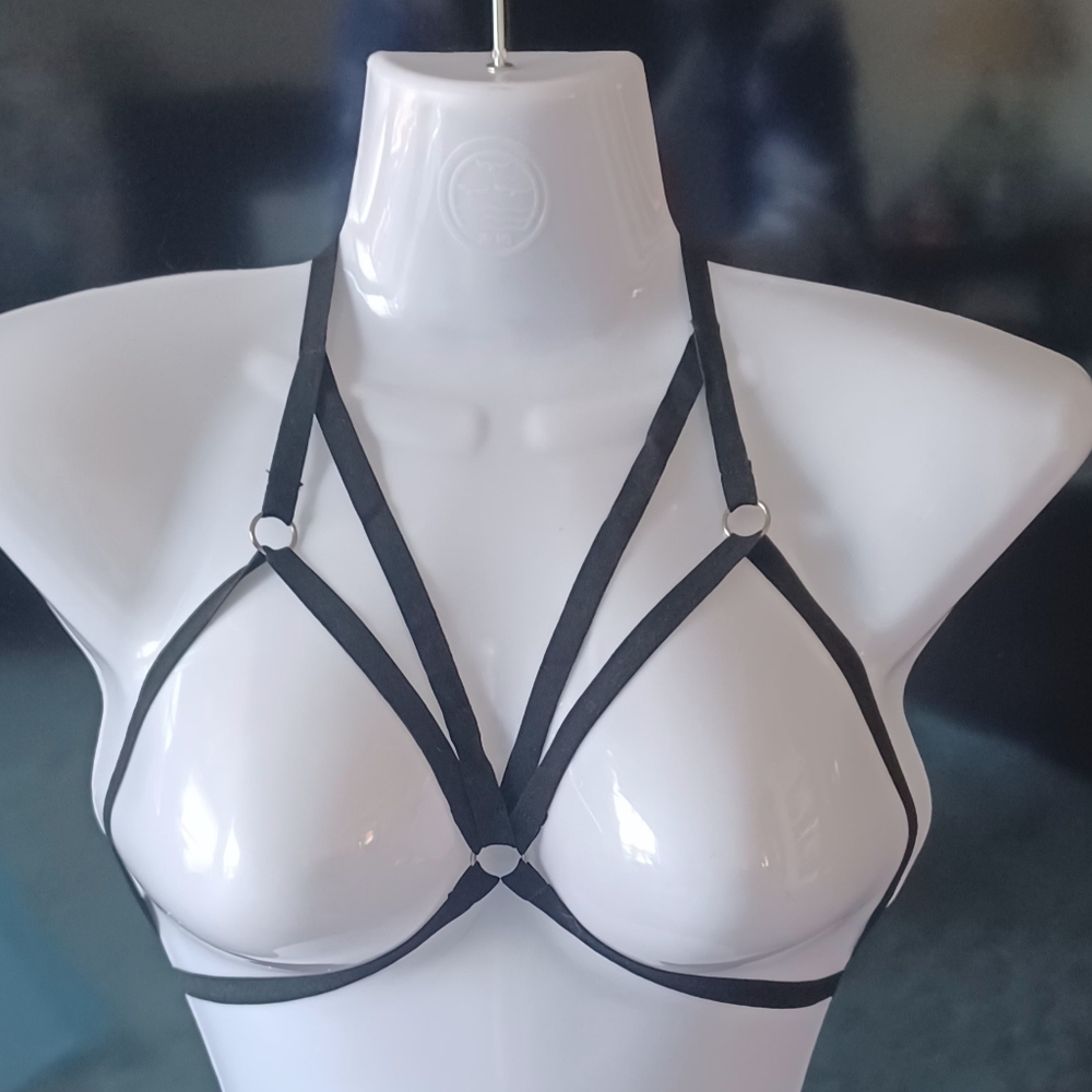 Strappy Black Harness Bra